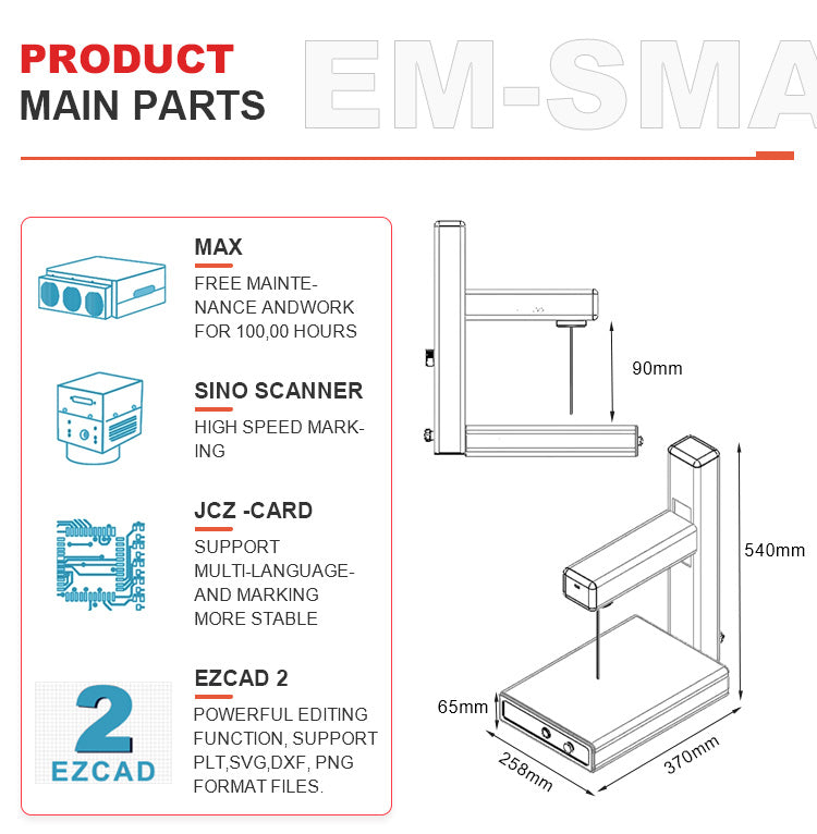 EM-Smart One(R) - 20W Laser Engraving Machine with Rotary